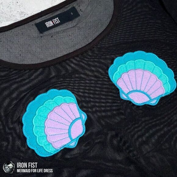 IRON FIST/DOLLS KILL MERMAID FOR LIFE LAYERED MESH DRESS IN BLACK HALLOWEEN MIDI - Picture 10 of 16